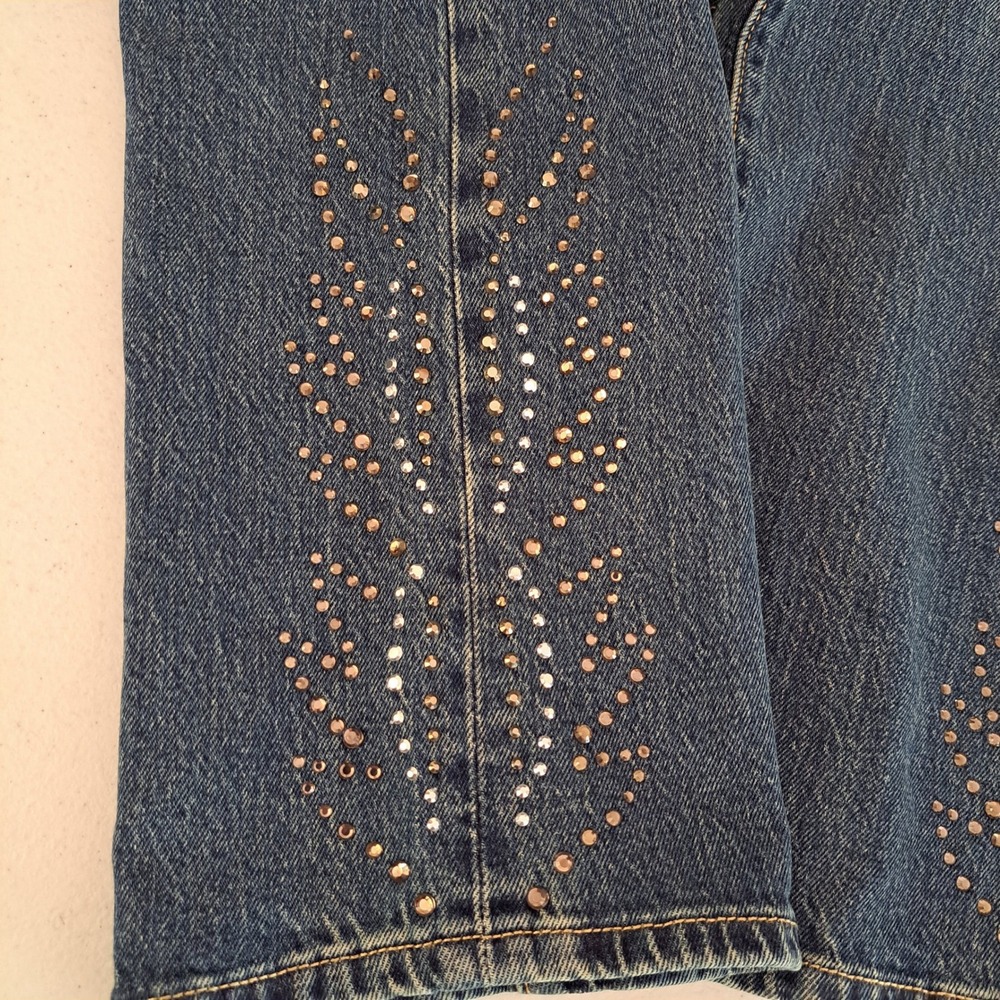 Levi's‎ 501 Curve Jeans Womens 28x30 Blue New Rhinestone Studded 1097-640-B46